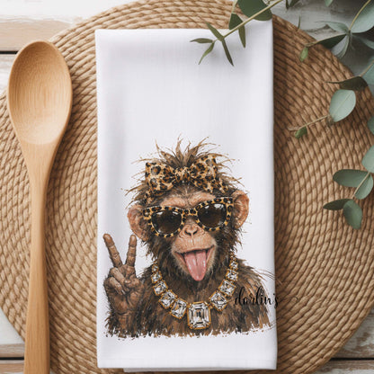 Glam Funny Monkey Kitchen Towel