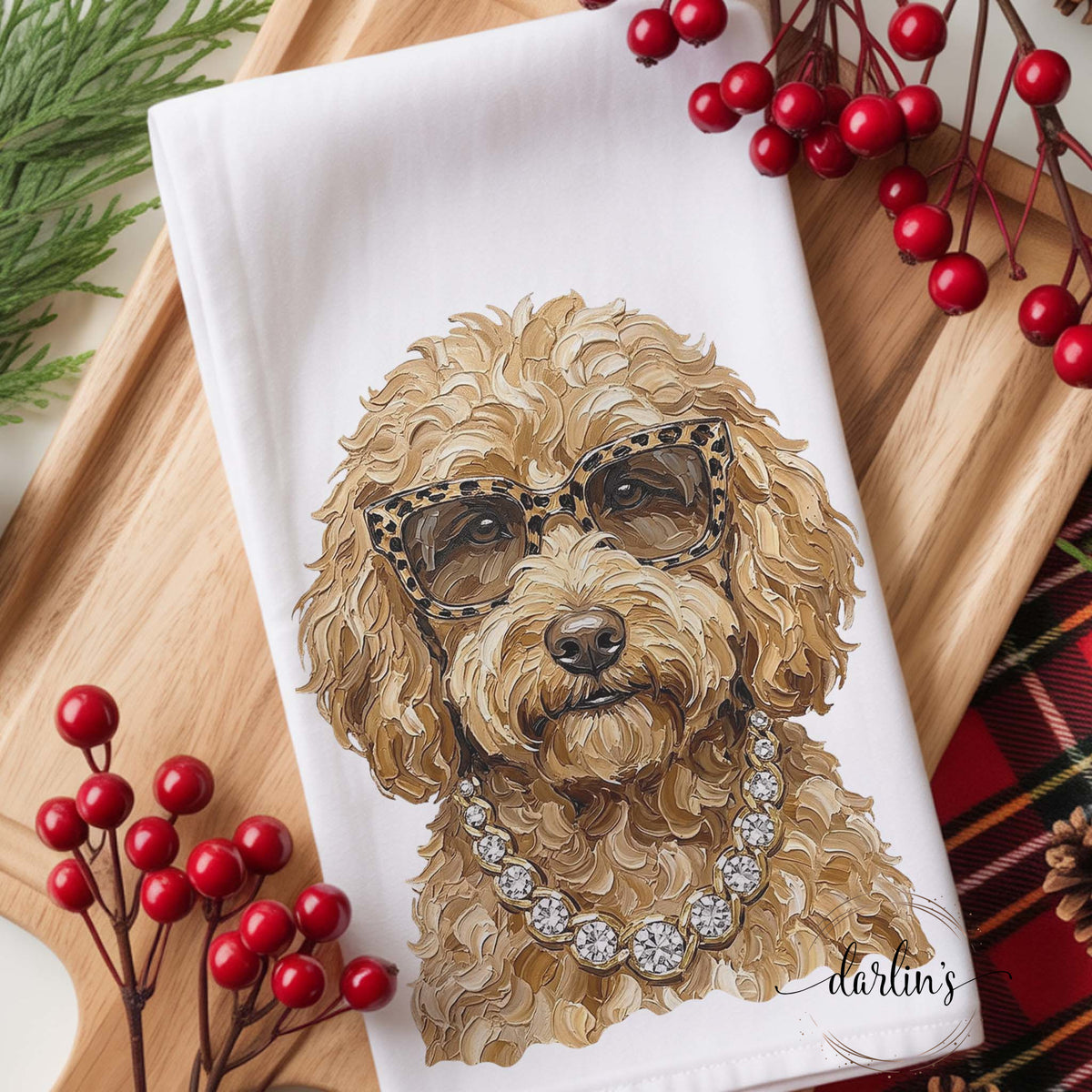 Glam Golden Doodle Kitchen Towel