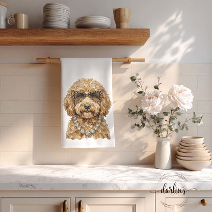 Glam Golden Doodle Kitchen Towel