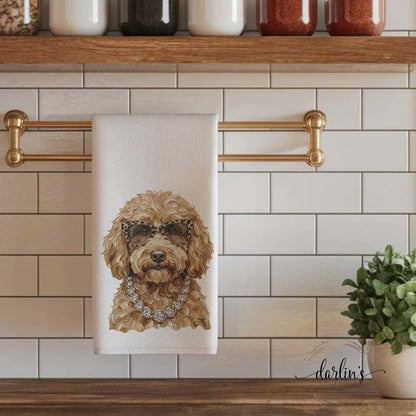Glam Golden Doodle Kitchen Towel