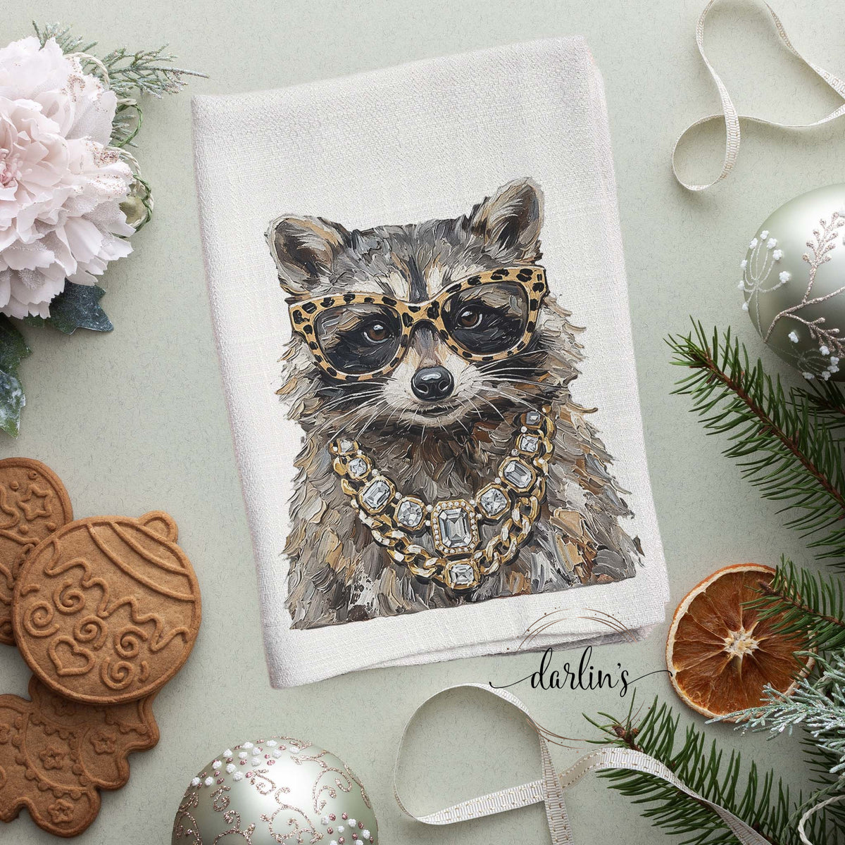 Glam Raccoon Kitchen Towel