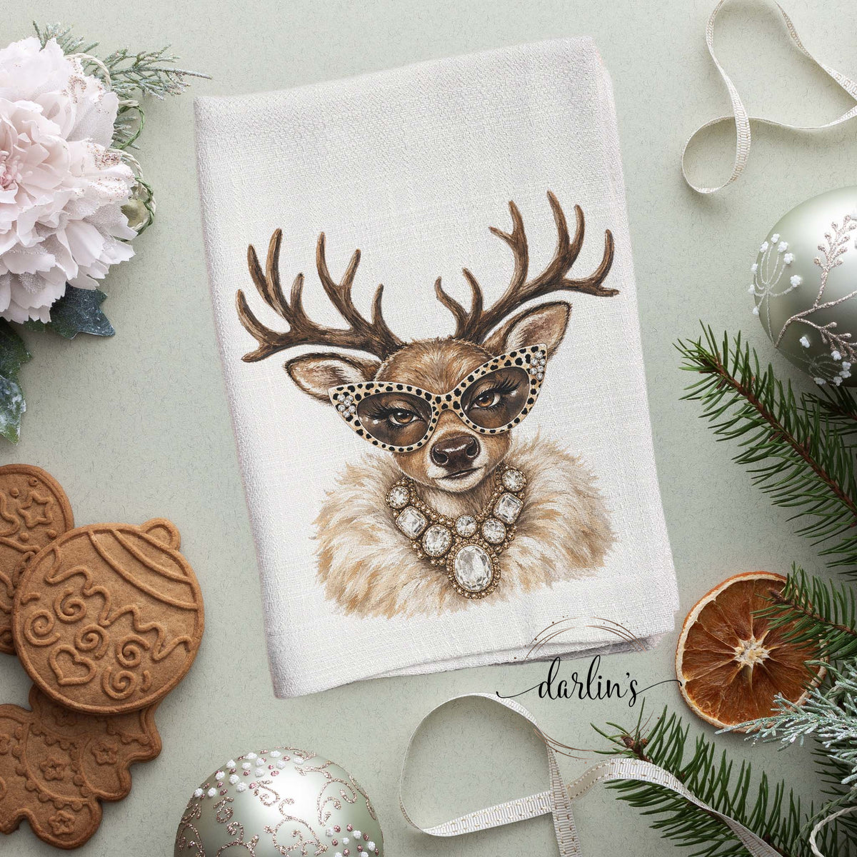 Glam Reindeer Fur Kitchen Towel