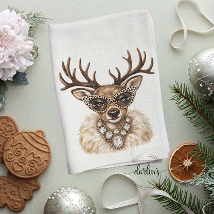 Glam Reindeer Fur Kitchen Towel