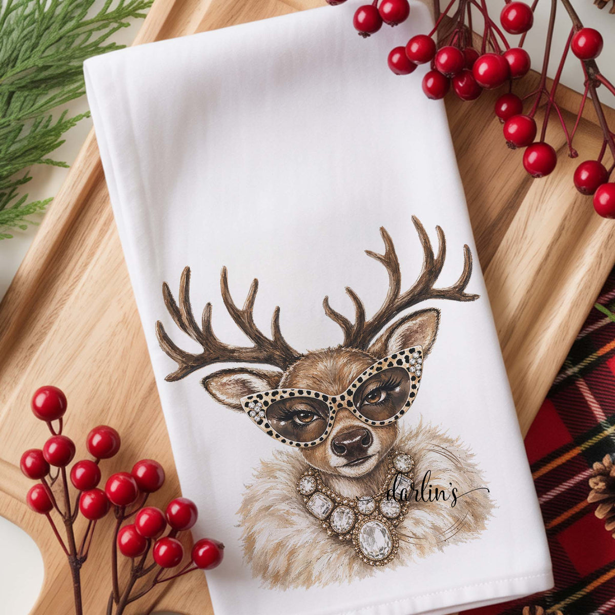 Glam Reindeer Fur Kitchen Towel