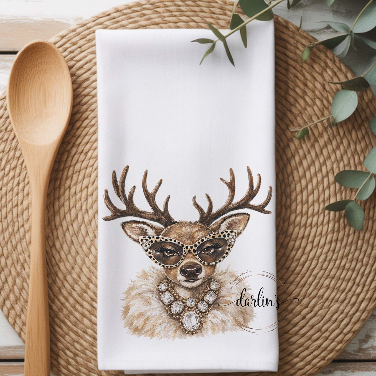 Glam Reindeer Fur Kitchen Towel