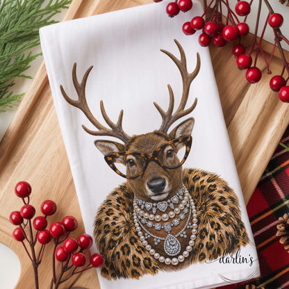 Glam Reindeer Kitchen Towel
