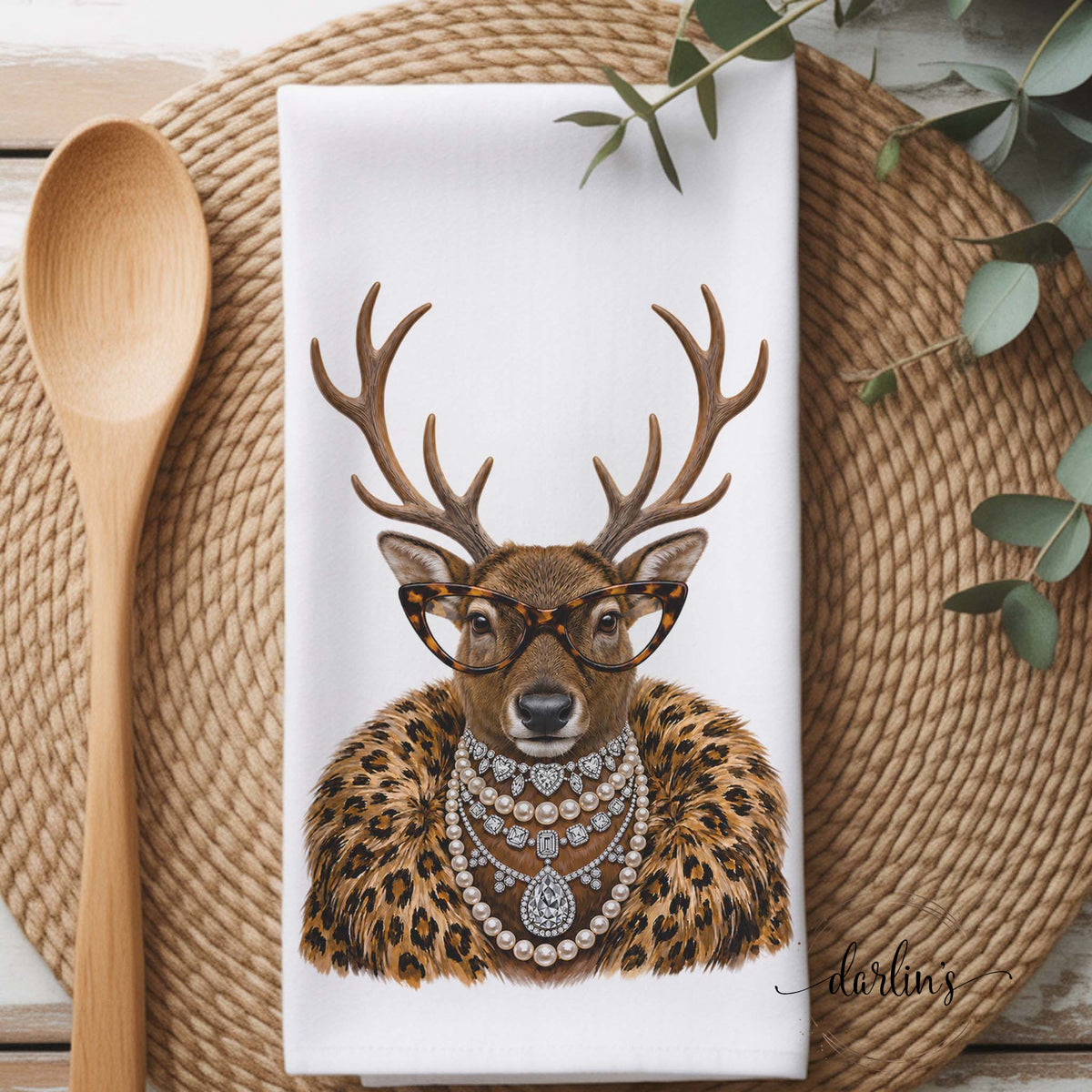 Glam Reindeer Kitchen Towel