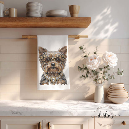 Glam Yorkie Kitchen Towel