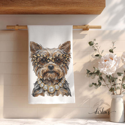 Glam Yorkie Kitchen Towel