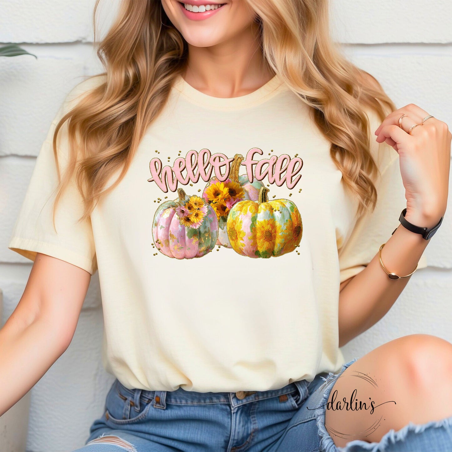 Hello Fall Pink Pumpkins Shirt