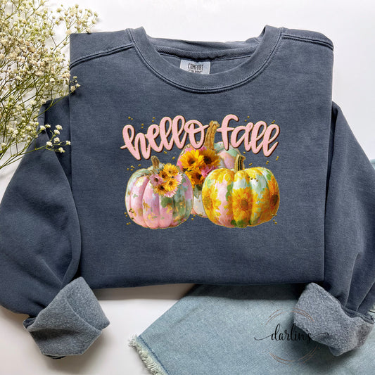 Hello Fall Pink Pumpkins Shirt