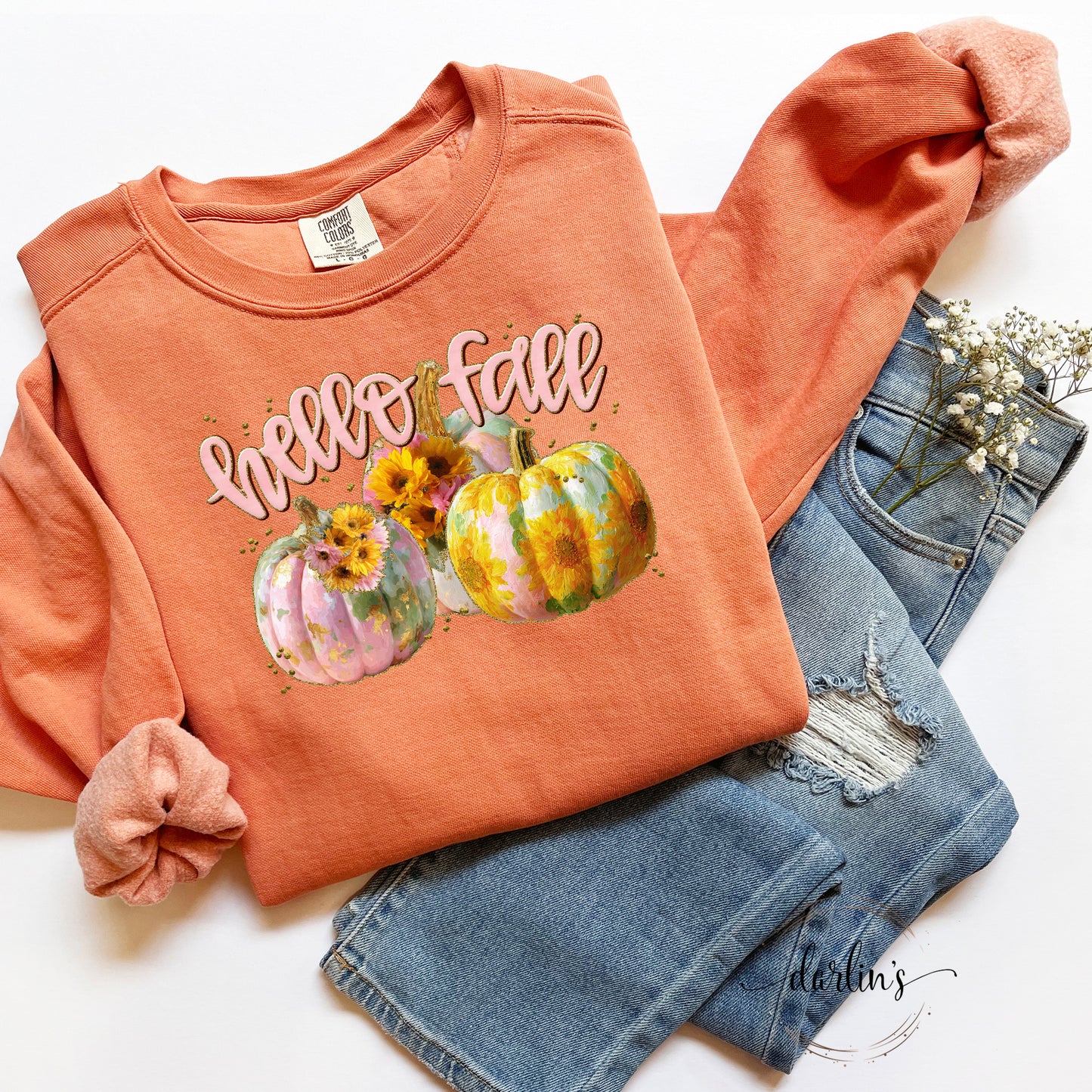 Hello Fall Pink Pumpkins Shirt