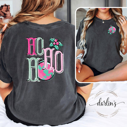 Ho Ho Ho Debutante Shirt - Front Pocket And Back Designs