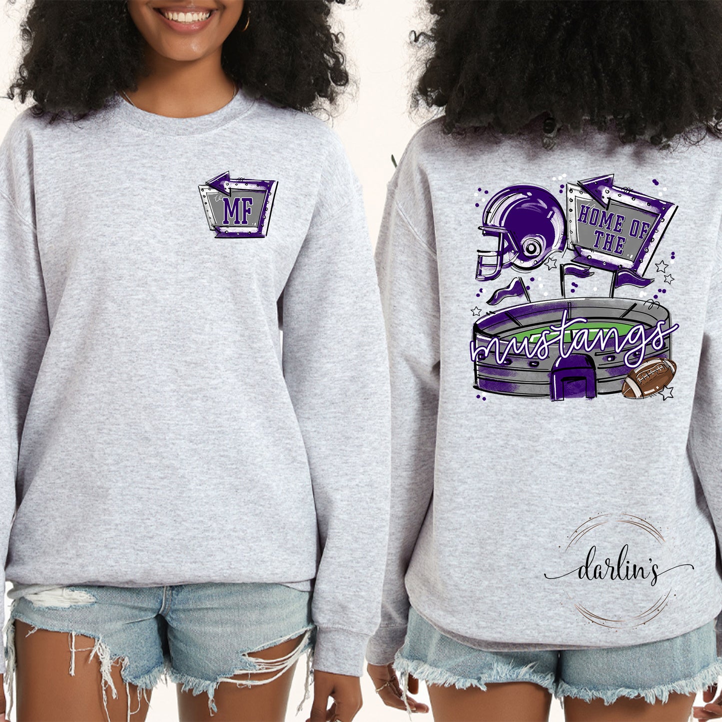 Home of the Stadiums - Mustangs - Front Pocket and Back Designs Shirt