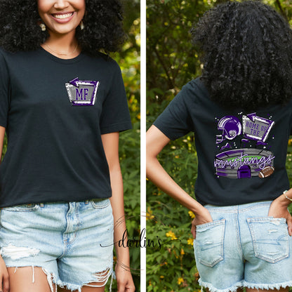 Home of the Stadiums - Mustangs - Front Pocket and Back Designs Shirt