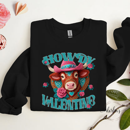 Howdy Valentine Crochet Cow Shirt