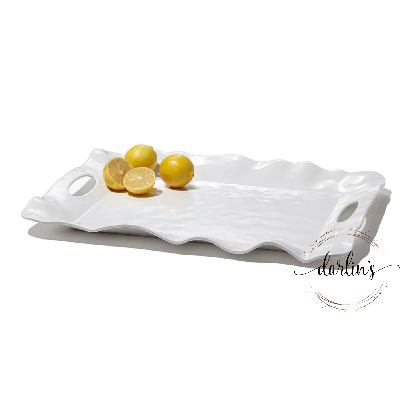 Rectangular Tray With Handles - Havana - Monogram Initial