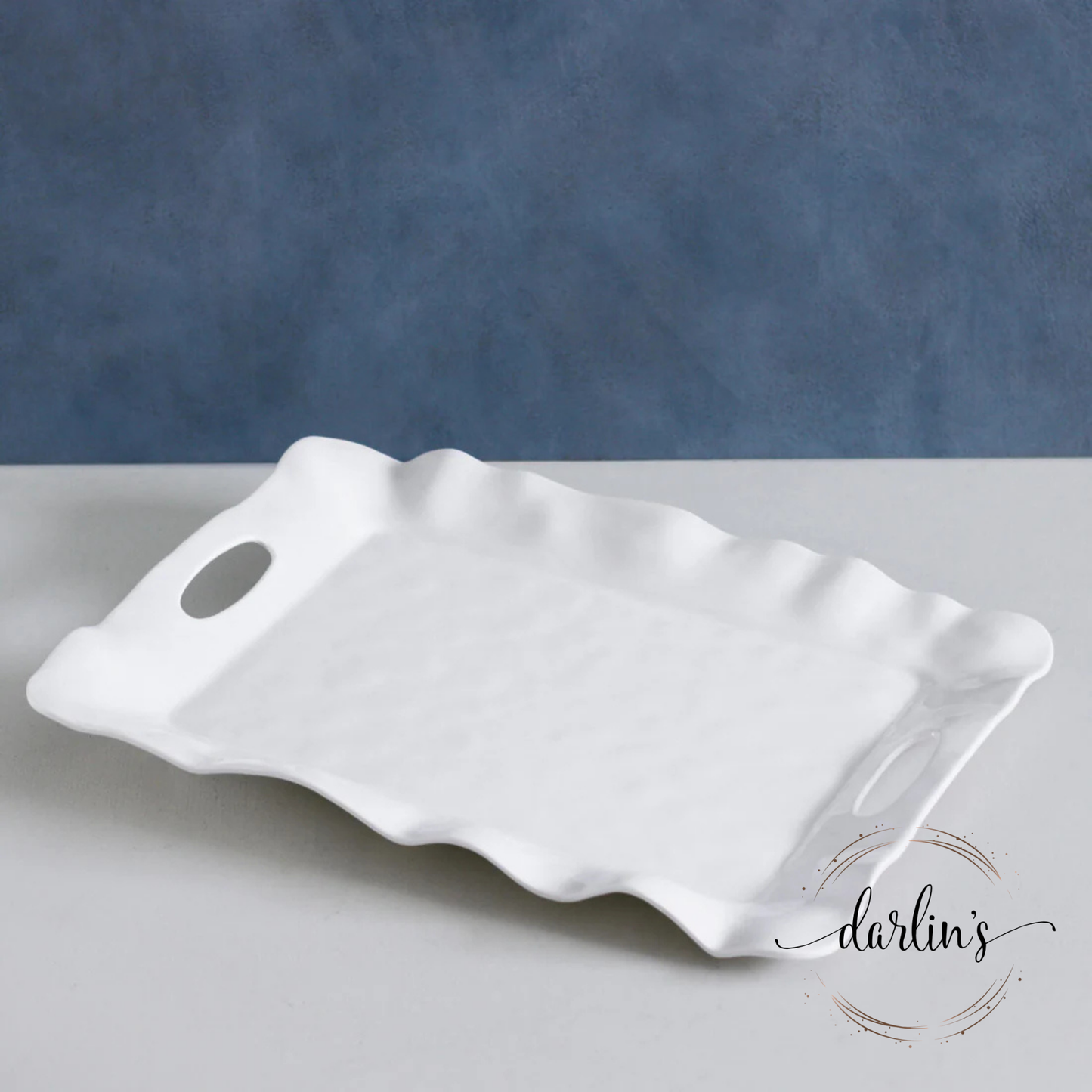 Rectangular Tray With Handles - Havana - Monogram Initial