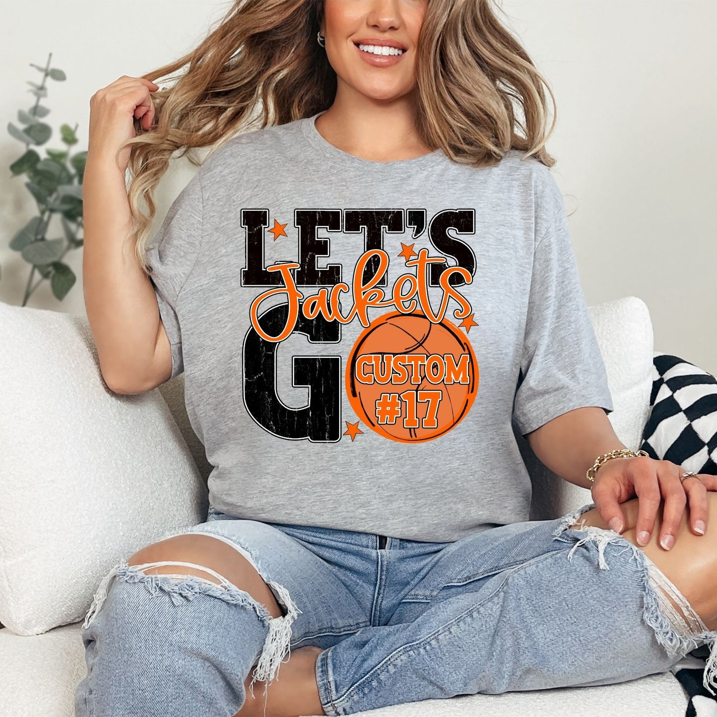 Jackets Spirit Stacked Lets Go Basketball Customizable Shirt