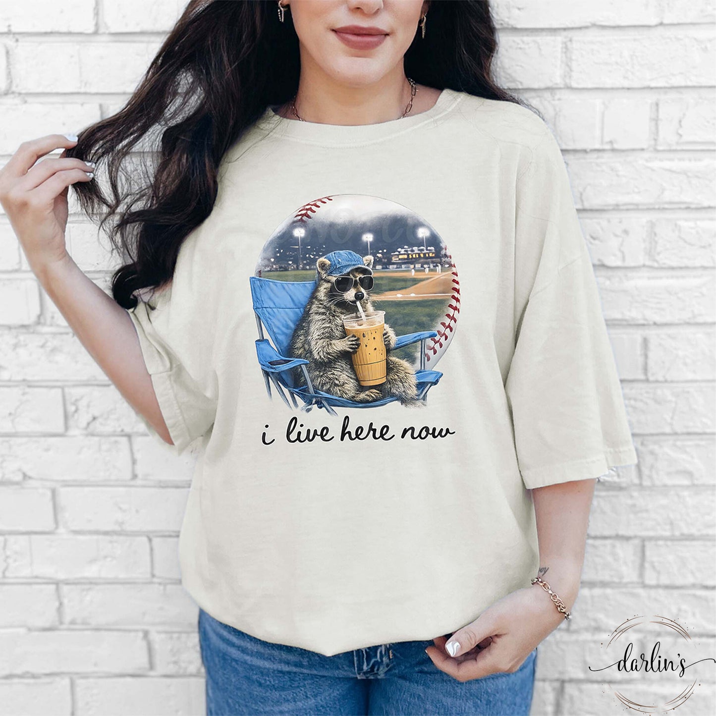 I Live Here Now Raccoon Baseball Shirt