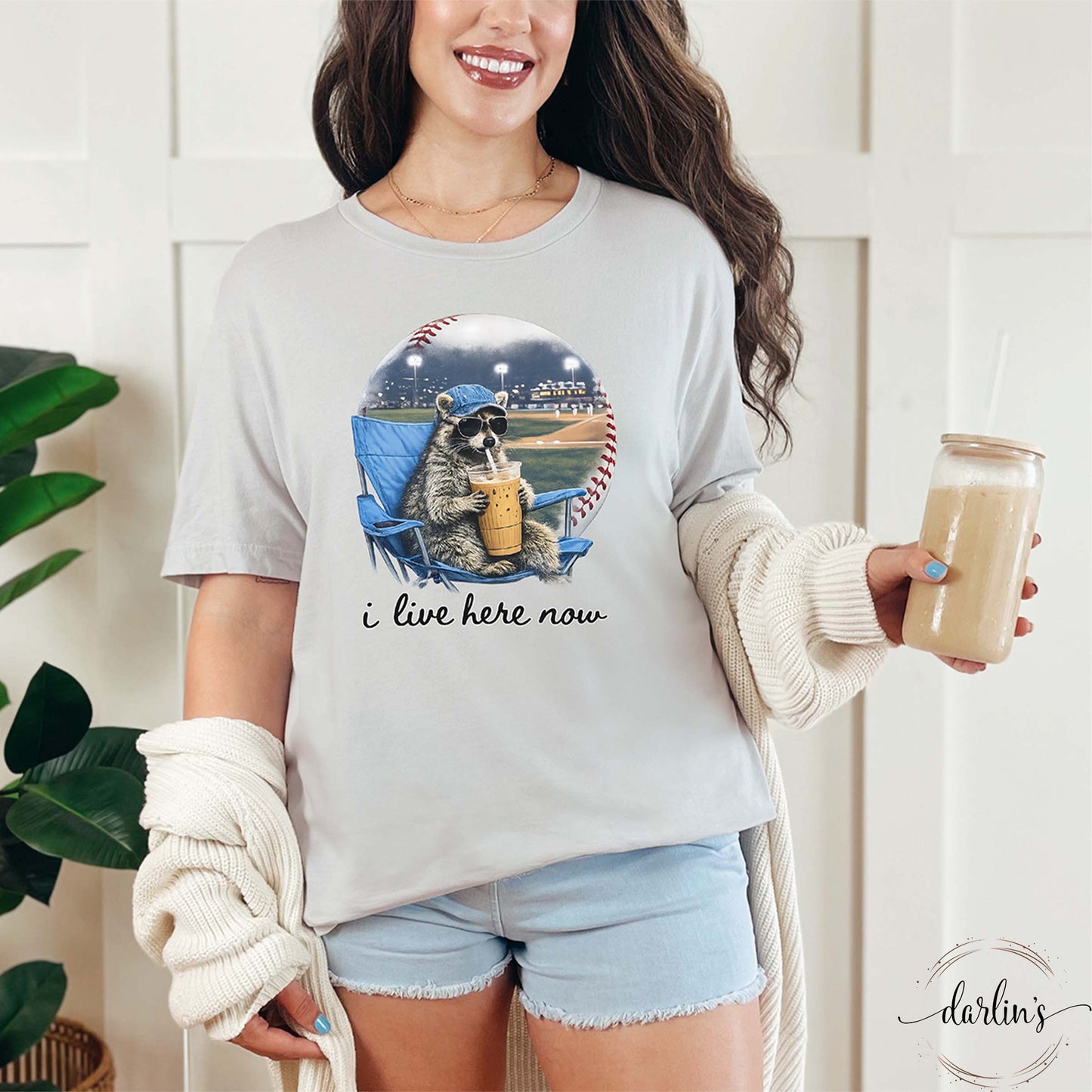 I Live Here Now Raccoon Baseball Shirt
