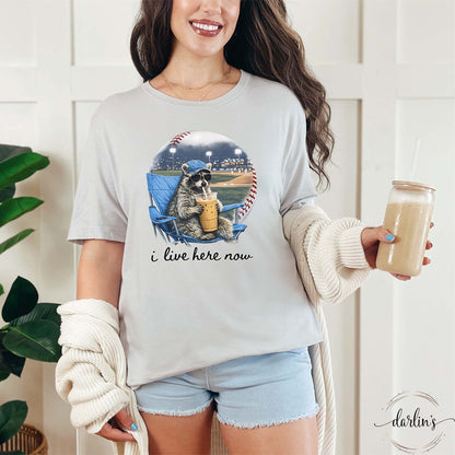 I Live Here Now Raccoon Baseball Shirt