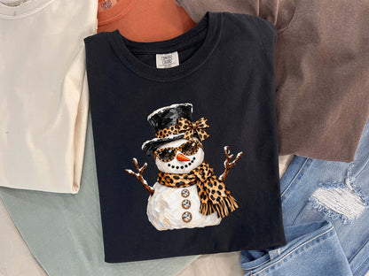 Glam Snowman Leopard Shirt
