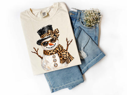 Glam Snowman Leopard Shirt