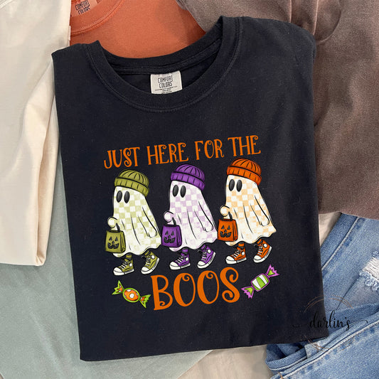 Just Here For The Boos Orange Print Shirt
