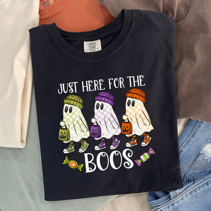 Just Here For The Boos White Print Shirt