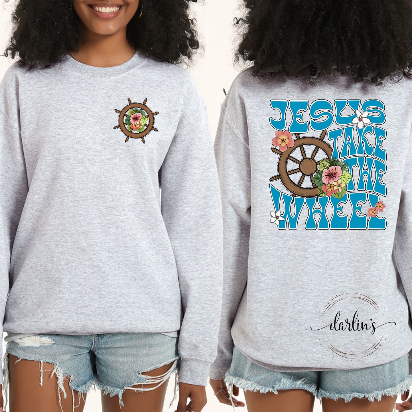 Jesus Take The Wheel Nautical Version - Back With Pocket