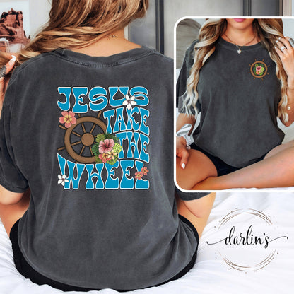 Jesus Take The Wheel Nautical Version - Back With Pocket