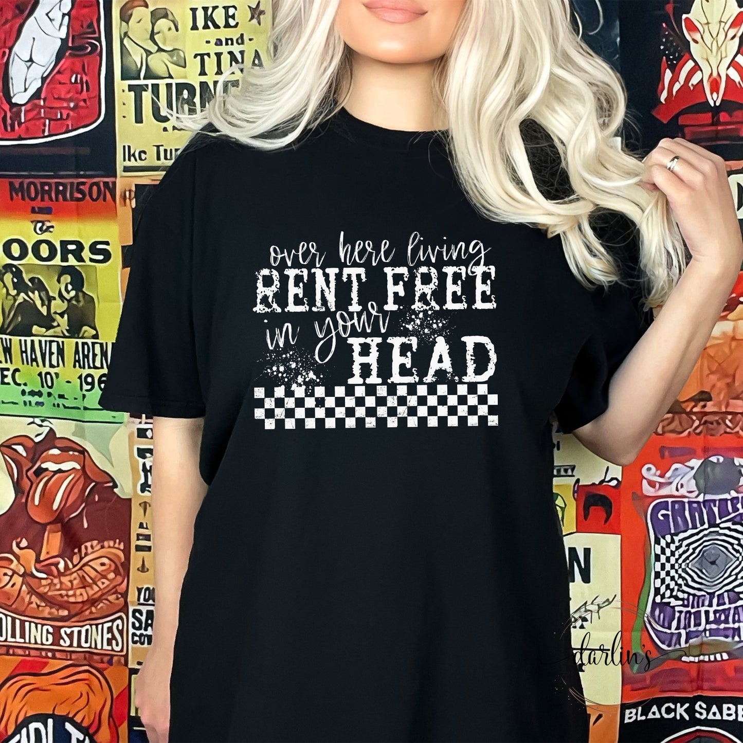 LIVING RENT FREE IN YOUR HEAD WHITE LETTERING