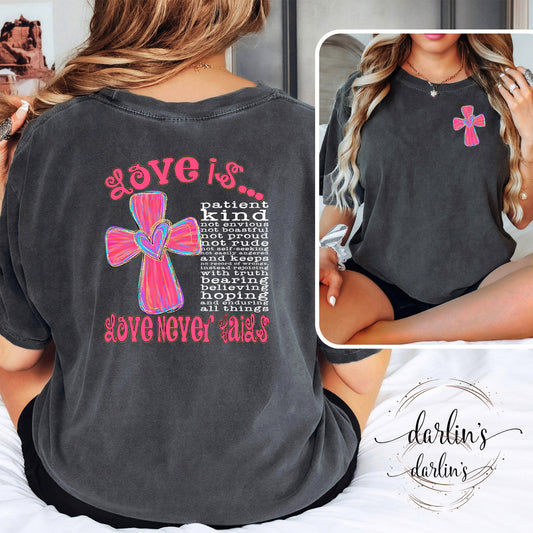 Love Is With Pocket White Lettering Shirt