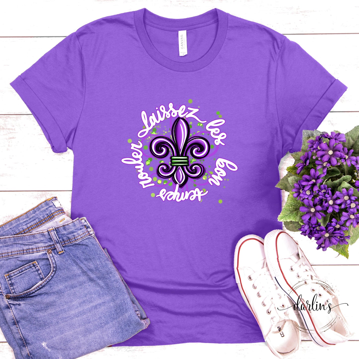 Laissez Les Bon Temps Rouler White Text Shirt