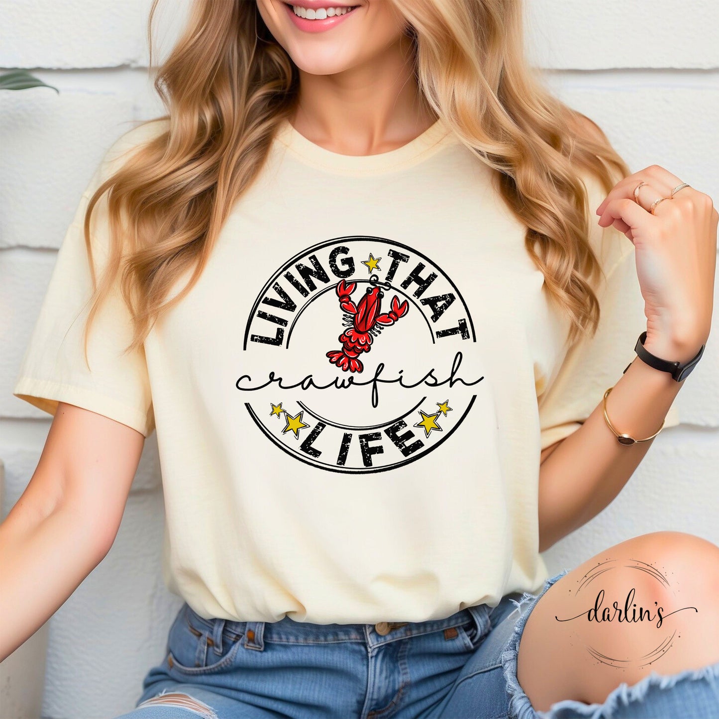 Living That Crawfish Life Black Lettering Shirt
