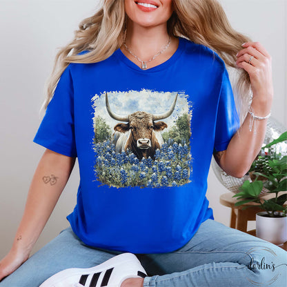 Longhorn In Bluebonnets Shirt