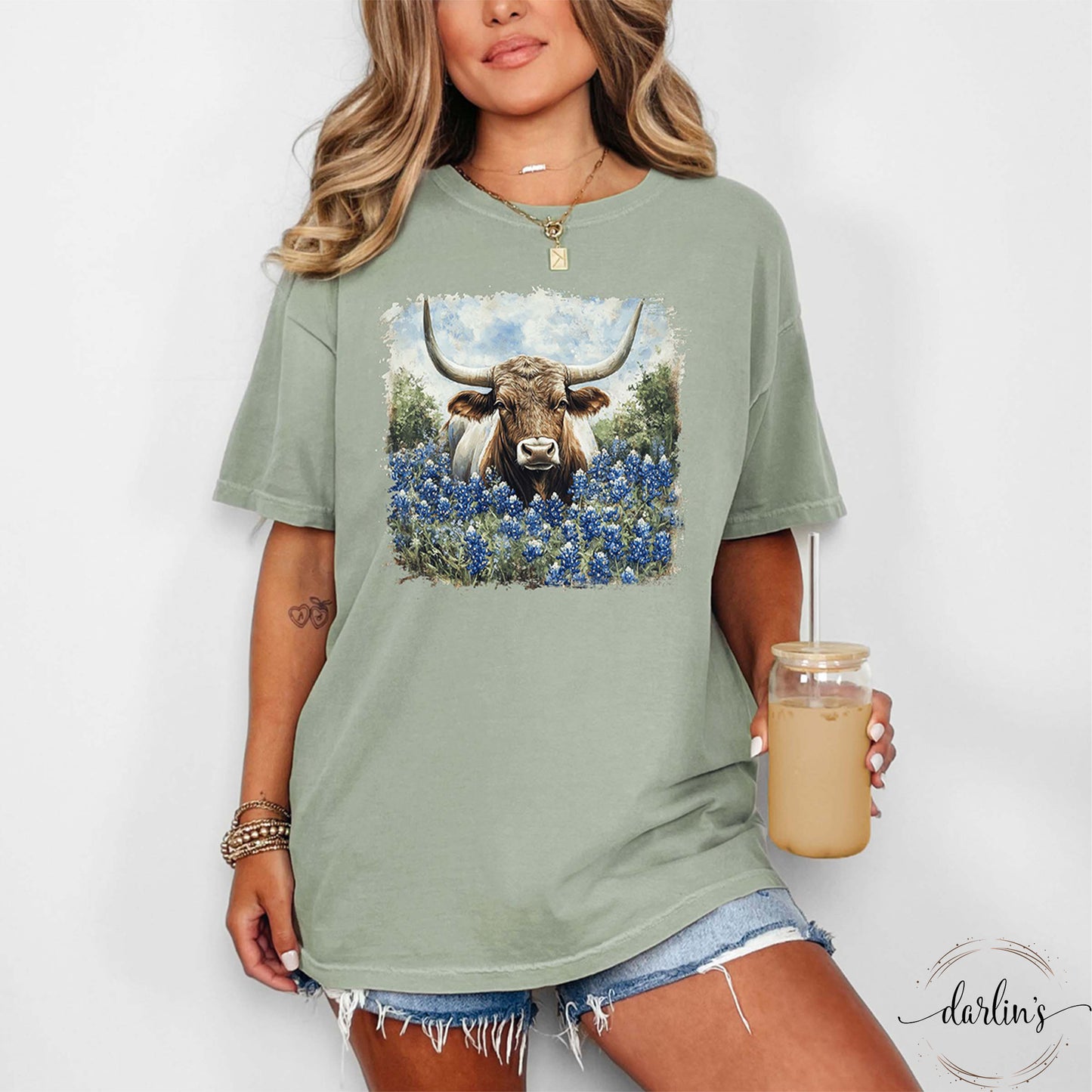 Longhorn In Bluebonnets Shirt