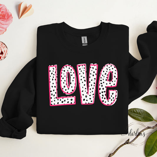 Love Doodle Black Mini Dots Pink Outline Shirt