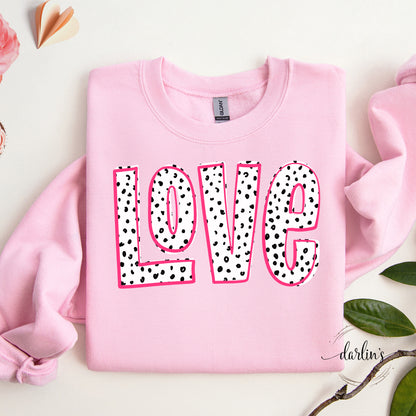 Love Doodle Black Mini Dots Pink Outline Shirt