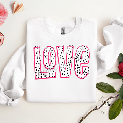 Love Doodle Black Mini Dots Pink Outline Shirt