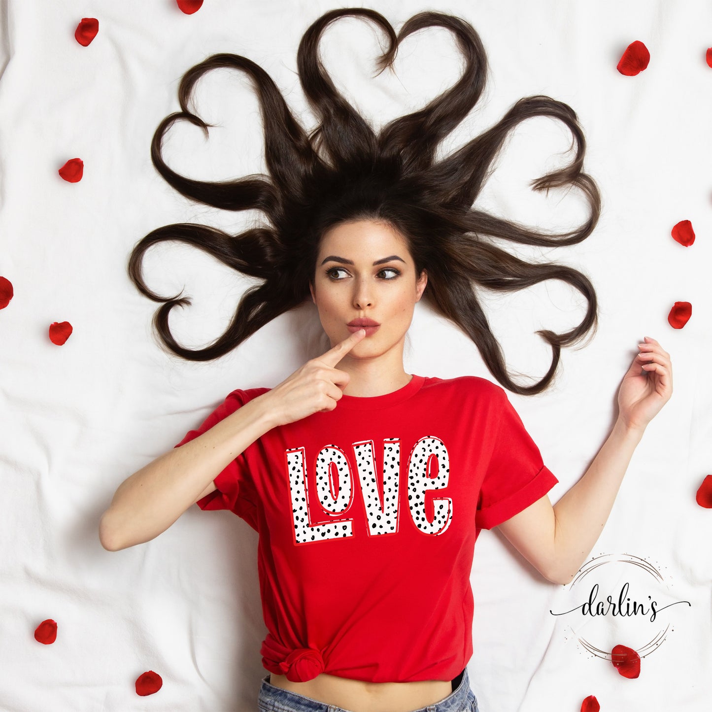 Love Doodle Black Mini Dots Red Outline Shirt