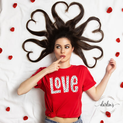 Love Doodle Black Mini Dots Red Outline Shirt