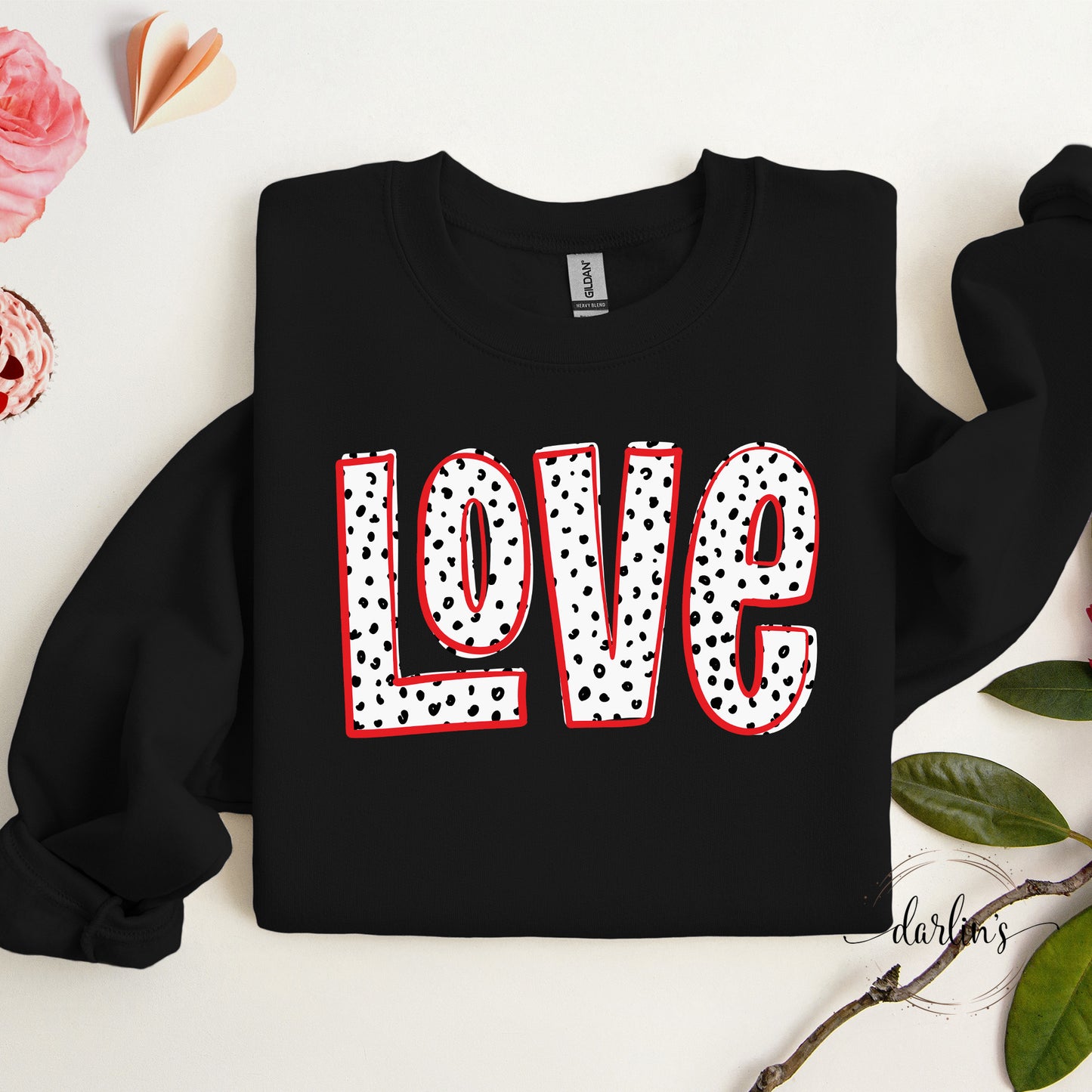 Love Doodle Black Mini Dots Red Outline Shirt