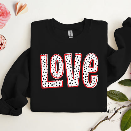 Love Doodle Black Mini Dots Red Outline Shirt
