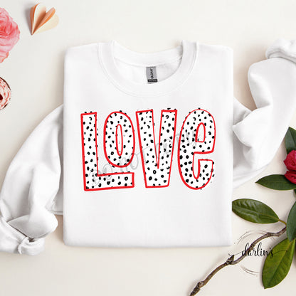 Love Doodle Black Mini Dots Red Outline Shirt
