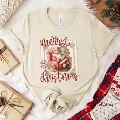 Merry Christmas Santa Postage Stamp Shirt