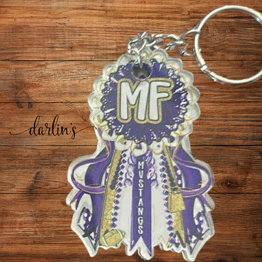 MF Mustangs Mums The Word Key Chain