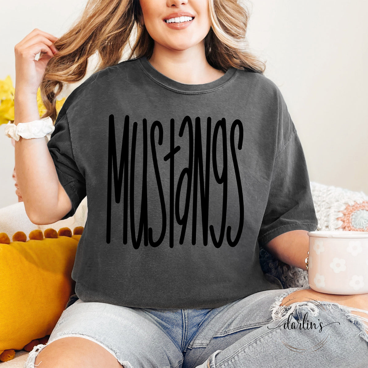 Mustangs Lettering Black Shirt