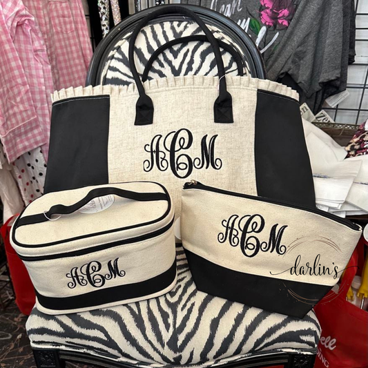 Canvas Cosmetic Pouch - Monogrammed